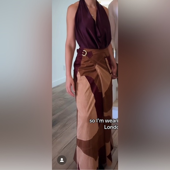 NWT Ramy Brook Jeannie Faux Suede Patchwork Maxi Skirt - Picture 5 of 7